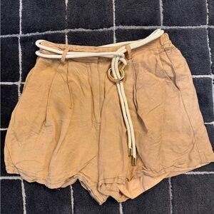 Tan Women's Shorts with Rope Belt